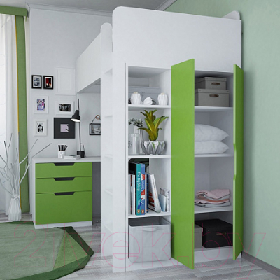 Двери шкафа для кровати-чердака Polini Kids Simple (лайм)