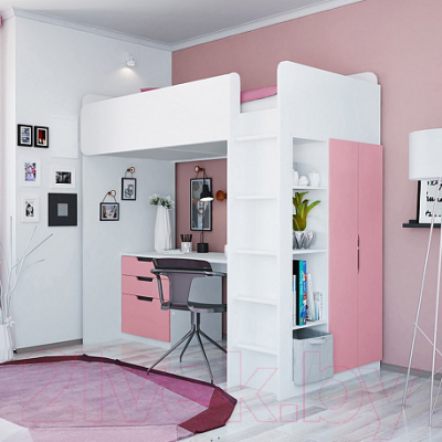 Двери шкафа для кровати-чердака Polini Kids Simple (розовый)