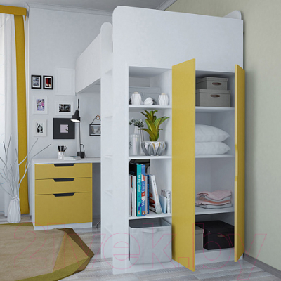 Двери шкафа для кровати-чердака Polini Kids Simple (желтый)