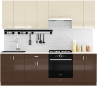 Готовая кухня S-Company Клео глосс 2.4 (коричневый глянец/ваниль глянец) - 
