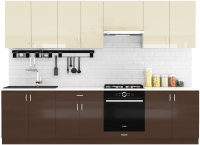 Кухонный гарнитур S-Company Клео глосс 2.9 (коричневый глянец/ваниль глянец) - 
