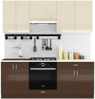 Кухонный гарнитур S-Company Клео глосс 2.0 (коричневый глянец/ваниль глянец) - 