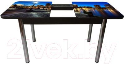 Обеденный стол Solt Рита 1с №52 (кромка черная/царга черная/ноги круглые хром)