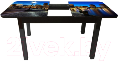 Обеденный стол Solt Рита 1с №52 (кромка черная/царга черная/ноги квадратные черные)