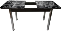 Обеденный стол Solt Рита 1с №59 (кромка черная/царга черная/ноги круглые хром) - 