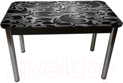 Обеденный стол Solt Рита 1с №59 (кромка черная/царга черная/ноги круглые хром)