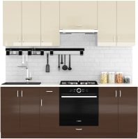 Кухонный гарнитур S-Company Клео глосс 2.1 (коричневый глянец/ваниль глянец) - 