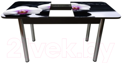 Обеденный стол Solt Рита 3с №149 (кромка черная/царга черная/ноги круглые хром)