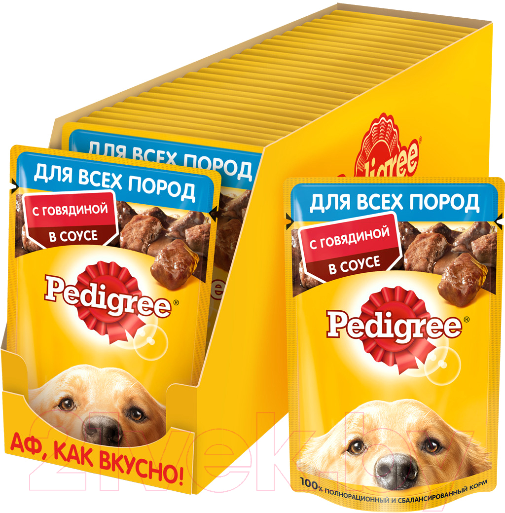 Влажный корм для собак Pedigree Для взрослых собак всех пород с говядиной в соусе (85г) — фото 4
