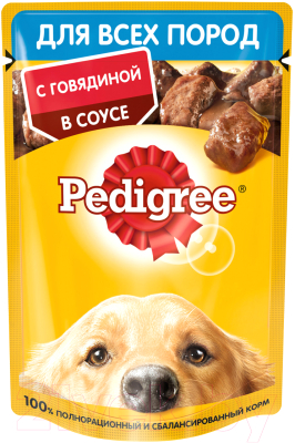 Влажный корм для собак Pedigree Для взрослых собак всех пород с говядиной в соусе (85г)