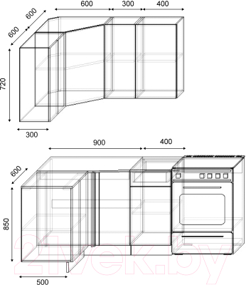 Кухонный гарнитур S-Company Клео лайт 1.2x1.3 левая (антрацит/стальной серый)