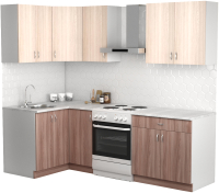 Кухонный гарнитур S-Company Клео лайт 1.2x1.8 левая (ясень шимо темный/ясень шимо светлый) - 
