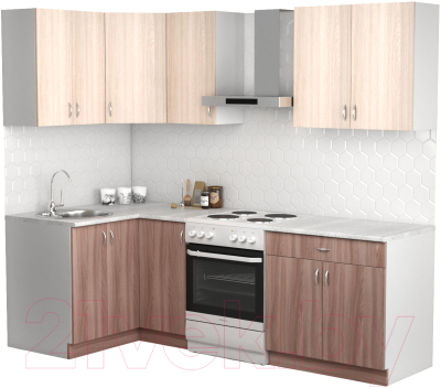 Кухонный гарнитур S-Company Клео лайт 1.2x1.8 левая (ясень шимо темный/ясень шимо светлый)