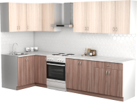 Кухонный гарнитур S-Company Клео лайт 1.2x2.5 левая (ясень шимо темный/ясень шимо светлый) - 