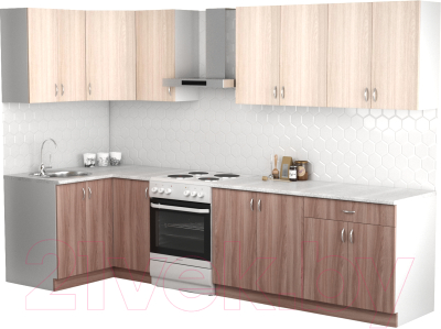 Кухонный гарнитур S-Company Клео лайт 1.2x2.5 левая (ясень шимо темный/ясень шимо светлый)