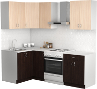 Кухонный гарнитур S-Company Клео лайт 1.2x1.6 левая (венге/дуб молочный) - 