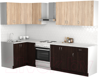 Кухонный гарнитур S-Company Клео лайт 1.2x2.3 левая (венге/дуб сонома)
