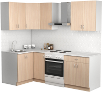Кухонный гарнитур S-Company Клео лайт 1.2x1.7 левая (дуб молочный/дуб молочный) - 