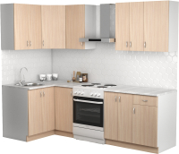 Кухонный гарнитур S-Company Клео лайт 1.2x1.9 левая (дуб молочный/дуб молочный) - 