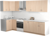 Кухонный гарнитур S-Company Клео лайт 1.2x2.6 левая (дуб молочный/дуб молочный) - 