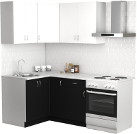 Готовая кухня S-Company Клео лайт 1.2x1.4 левая (черный/белый) - 