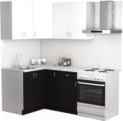 Готовая кухня S-Company Клео лайт 1.2x1.4 левая (черный/белый)
