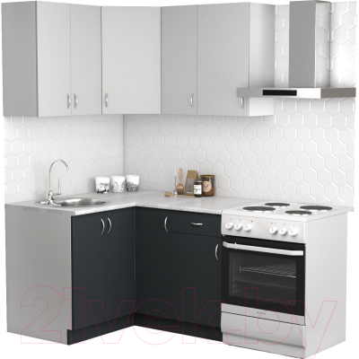 Готовая кухня S-Company Клео лайт 1.2x1.3 левая (антрацит/стальной серый)