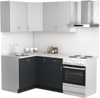Готовая кухня S-Company Клео лайт 1.2x1.4 левая (антрацит/стальной серый) - 