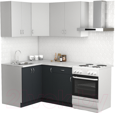 Готовая кухня S-Company Клео лайт 1.2x1.4 левая (антрацит/стальной серый)