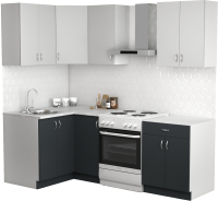 Готовая кухня S-Company Клео лайт 1.2x1.6 левая (антрацит/стальной серый) - 