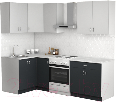 Готовая кухня S-Company Клео лайт 1.2x1.8 левая (антрацит/стальной серый)