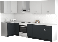 Готовая кухня S-Company Клео лайт 1.2x2.6 левая (антрацит/стальной серый) - 