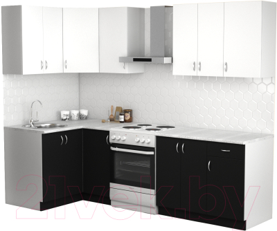 Готовая кухня S-Company Клео лайт 1.2x2.0 левая (черный/белый)