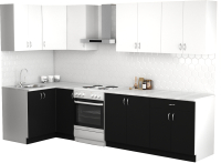 Готовая кухня S-Company Клео лайт 1.2x2.5 левая (черный/белый) - 