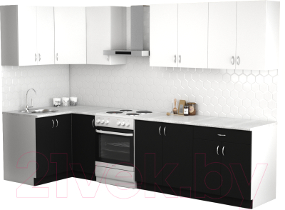 Готовая кухня S-Company Клео лайт 1.2x2.5 левая (черный/белый)