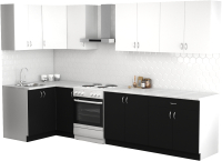 Кухонный гарнитур S-Company Клео лайт 1.2x2.6 левая (черный/белый) - 