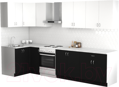 Кухонный гарнитур S-Company Клео лайт 1.2x2.6 левая (черный/белый)