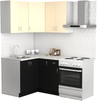 Готовая кухня S-Company Клео лайт 1.2x1.2 левая (черный/песочный) - 
