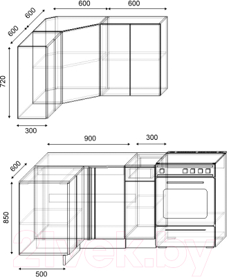 Готовая кухня S-Company Клео лайт 1.2x1.2 левая (антрацит/стальной серый)