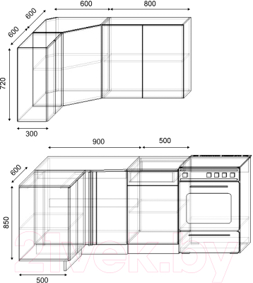 Кухонный гарнитур S-Company Клео лайт 1.2x1.4 левая (антрацит/стальной серый)