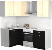 Кухонный гарнитур S-Company Клео лайт 1.2x1.5 левая (черный/песочный) - 