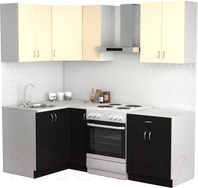 Кухонный гарнитур S-Company Клео лайт 1.2x1.5 левая (черный/песочный)