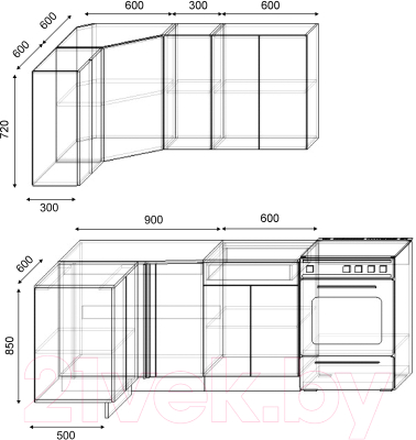 Кухонный гарнитур S-Company Клео лайт 1.2x1.5 левая (черный/песочный)