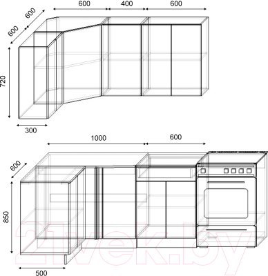 Готовая кухня S-Company Клео лайт 1.2x1.6 левая (антрацит/стальной серый)