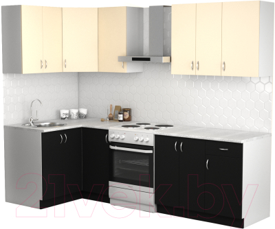 Готовая кухня S-Company Клео лайт 1.2x2.0 левая (черный/песочный)