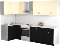 Готовая кухня S-Company Клео лайт 1.2x2.4 левая (черный/песочный) - 