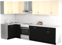 Готовая кухня S-Company Клео лайт 1.2x2.6 левая (черный/песочный) - 