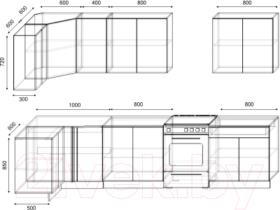 Готовая кухня S-Company Клео лайт 1.2x2.6 левая (черный/песочный)