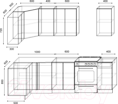 Кухонный гарнитур S-Company Клео лайт 1.2x2.0 левая (венге/дуб сонома)