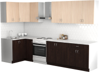 Кухонный гарнитур S-Company Клео лайт 1.2x2.6 левая (венге/дуб молочный) - 